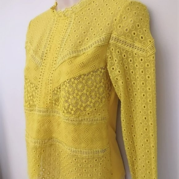 Anthropologie James Coviello Burnham Long Sleeve Eyelet Lace Top - Picture 4 of 10